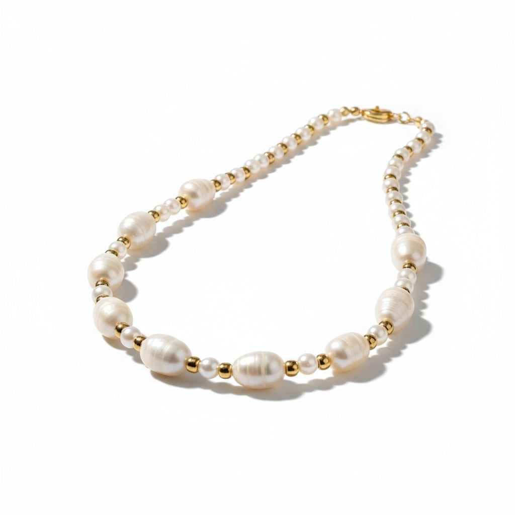 Κοντό κολιέ με γυάλινες και ακανόνιστες πέρλες – So Cute by Dimi