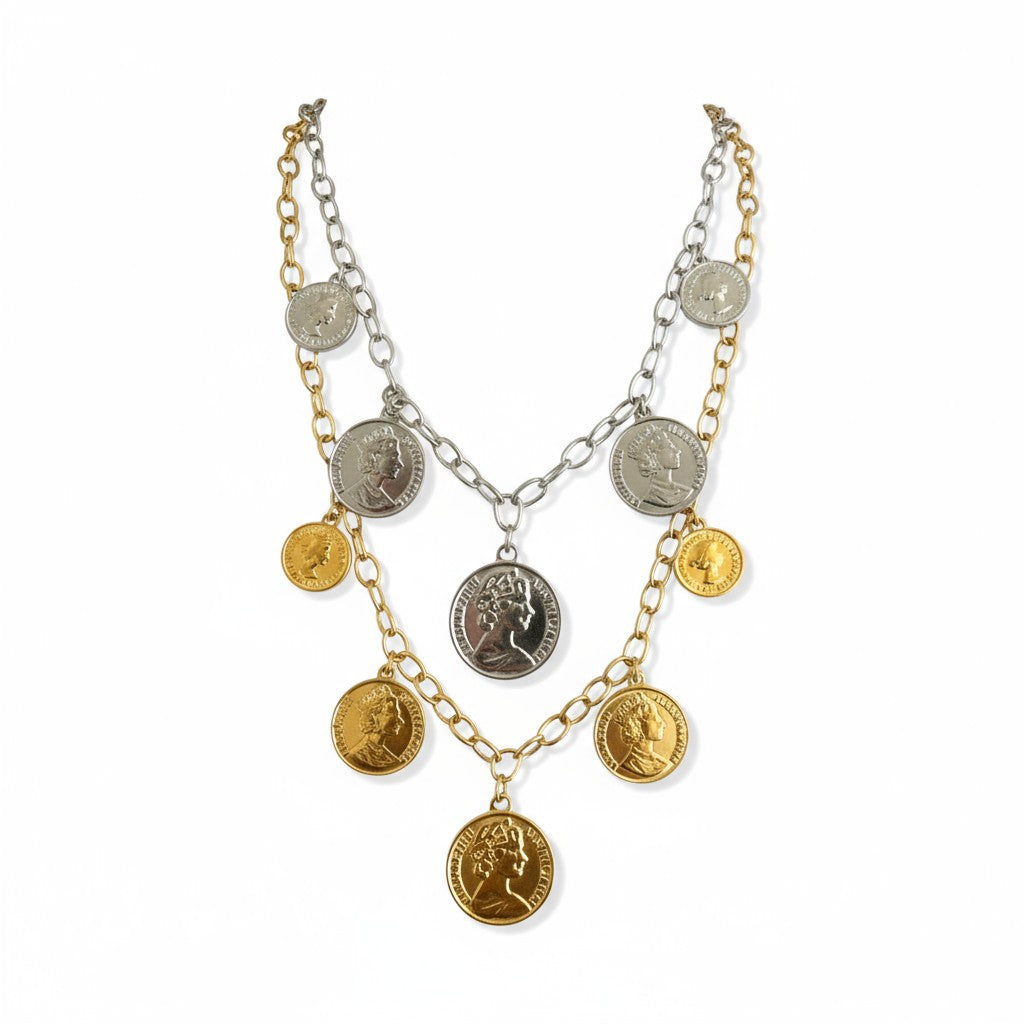 Κολιέ Royal Coins – Ατσάλινο με Νομίσματα - So Cute by Dimi