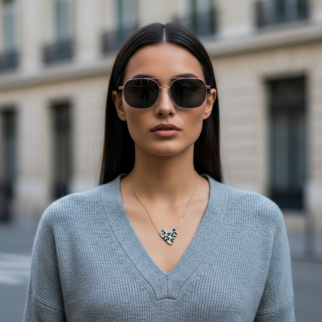 Wild Heart – Ατσάλινο κολιέ με καρδιά Miyuki σε animal print So Cute by Dimi.