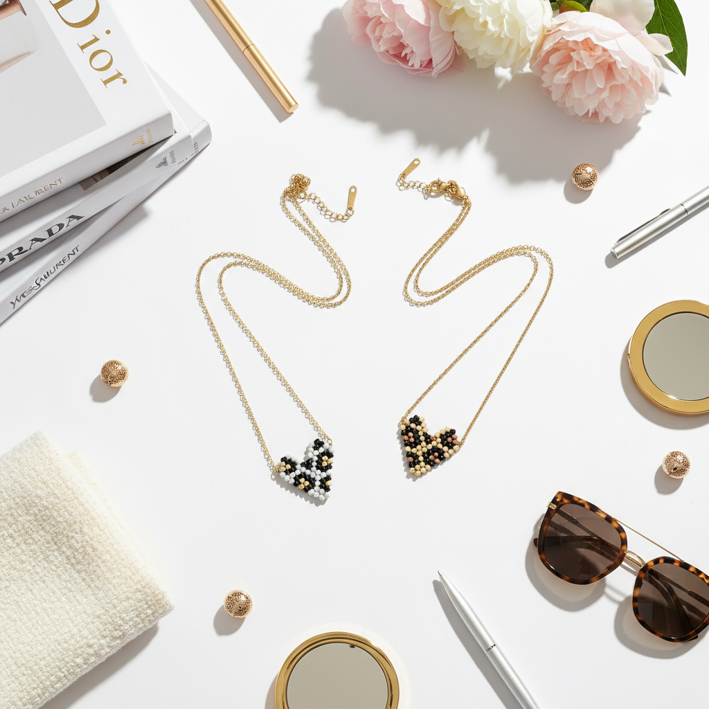 Wild Heart – Ατσάλινο κολιέ με καρδιά Miyuki σε animal print So Cute by Dimi.