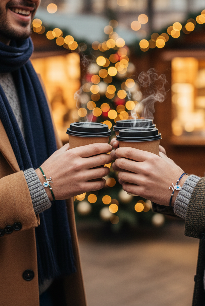 Ανδρικό βραχιόλι-γούρι 2026 με μάτι και κορδόνι σε τέσσερα χρώματα.