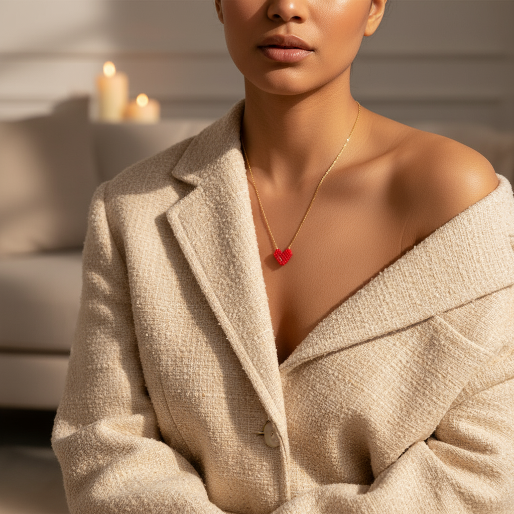 Ατσάλινο κολιέ με καρδιά Miyuki και 3 χρυσές χάντρες. Διαθέσιμο σε 3 χρώματα στο So Cute by Dimi.