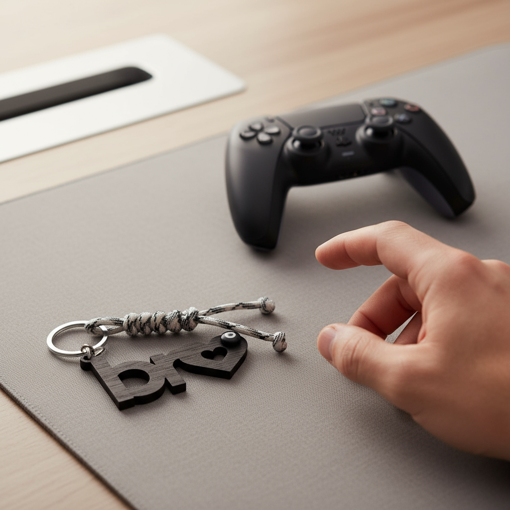 Ξύλινο χειροποίητο μπρελόκ “bro” με ματάκι και μακραμέ κορδόνι – So Cute by Dimi