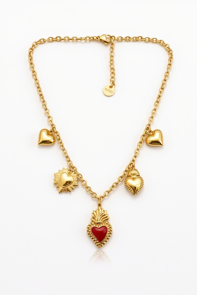 Κολιέ “Sacred Love” με Κρεμαστά Μοτίφ Καρδιάς - So Cute by Dimi