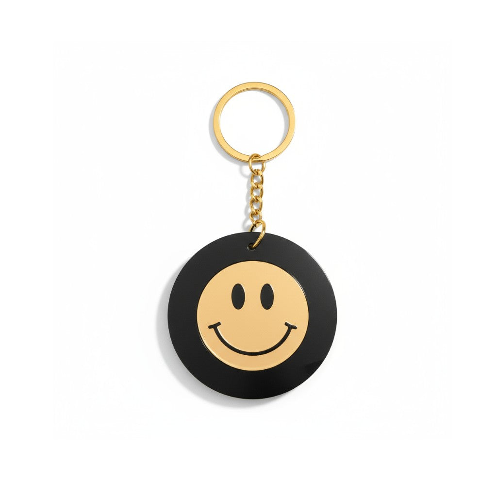Plexiglass smiley keychain So Cute By Dimi – gold & silver mirror