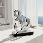 Χειροποίητο γούρι άγκυρα από πλεξιγκλάς καθρέφτη σε χρυσό ή ασημί, επιτραπέζιο διακοσμητικό So Cute by Dimi.