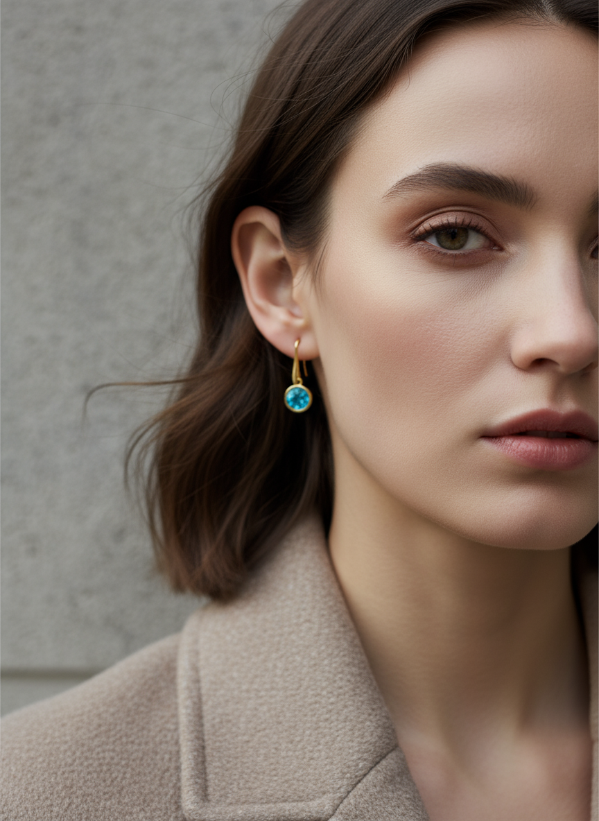 Crystal Dot Earrings – επίχρυσα σκουλαρίκια με κρύσταλλο 3 εκ. – So Cute by Dimi