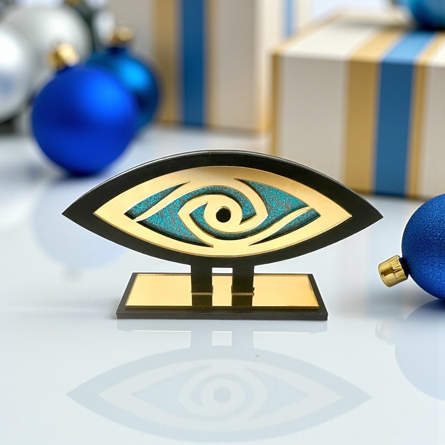 Γούρι plexiglass μάτι με στρας και χρυσό καθρέφτη – So Cute by Dimi