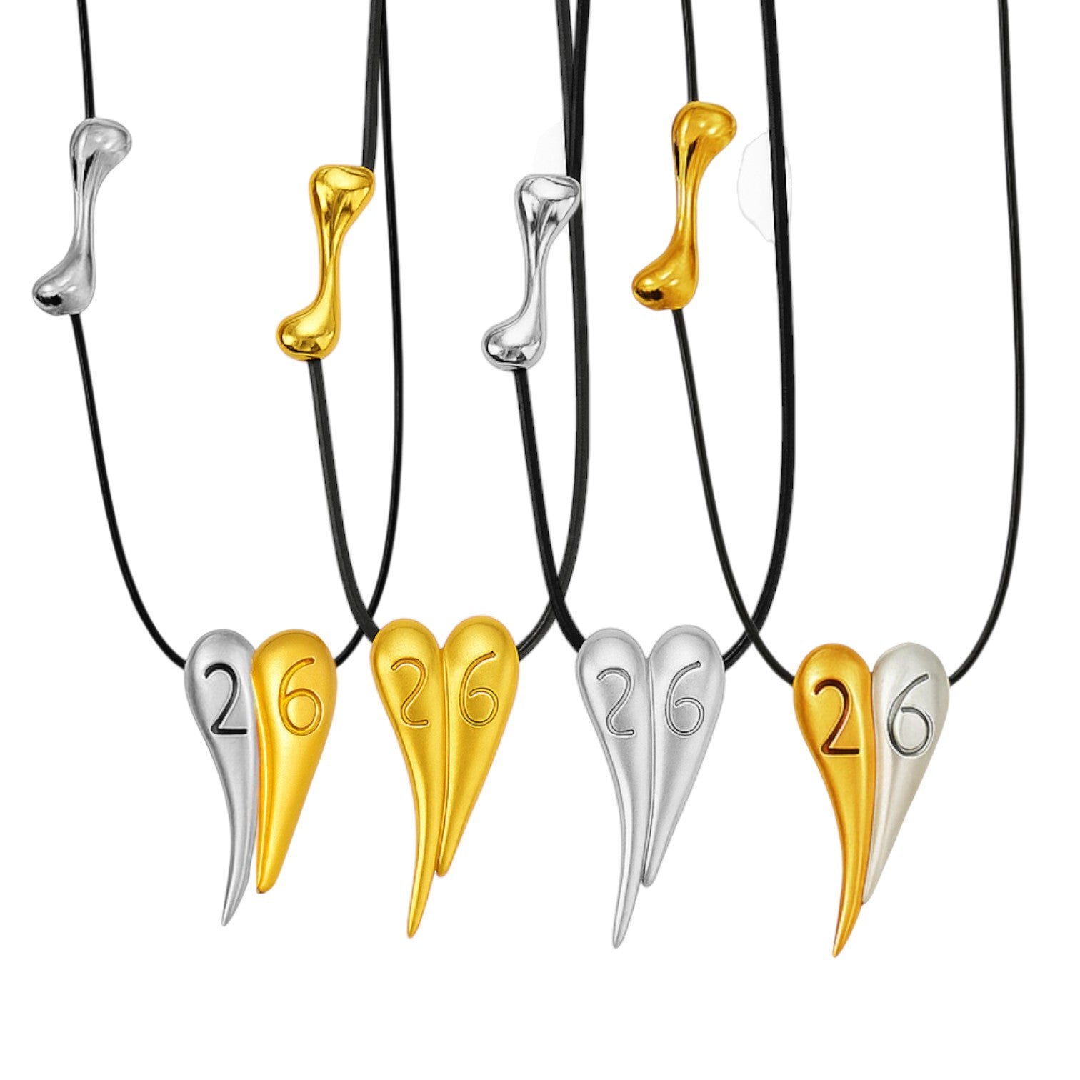 Κολιέ γούρι 2026 με διπλή καρδιά σε χρυσό, ασημί & διχρωμία – So Cute by Dimi