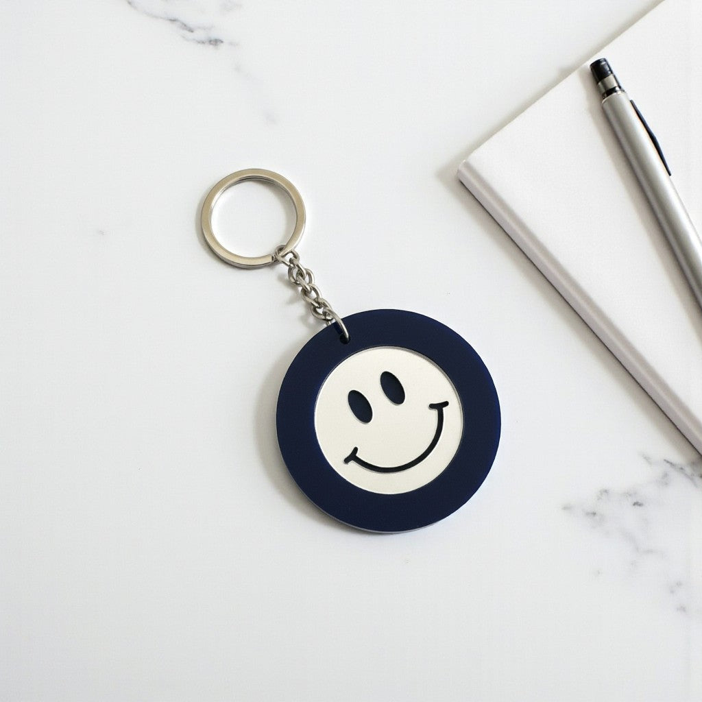 Plexiglass smiley keychain So Cute By Dimi – gold & silver mirror