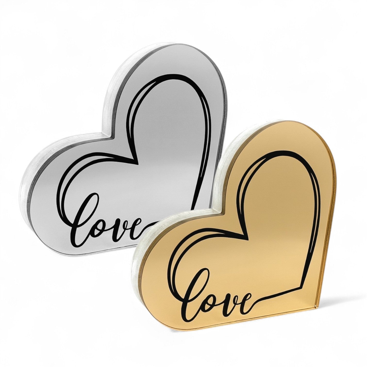 💖 Χειροποίητο Γούρι Καρδιά “Love” – Plexiglass Καθρέφτης - So Cute by Dimi