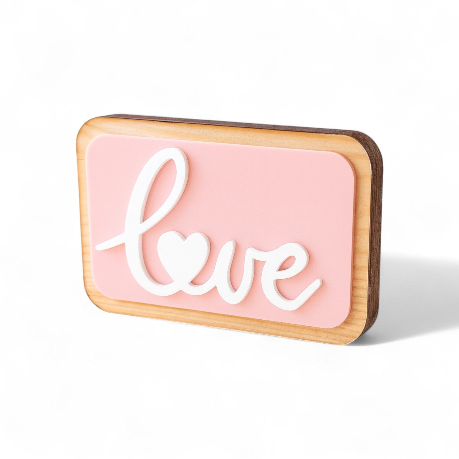 Χειροποίητο Επιτραπέζιο Γούρι "LOVE" – Baby Pink Plexiglass - So Cute by Dimi