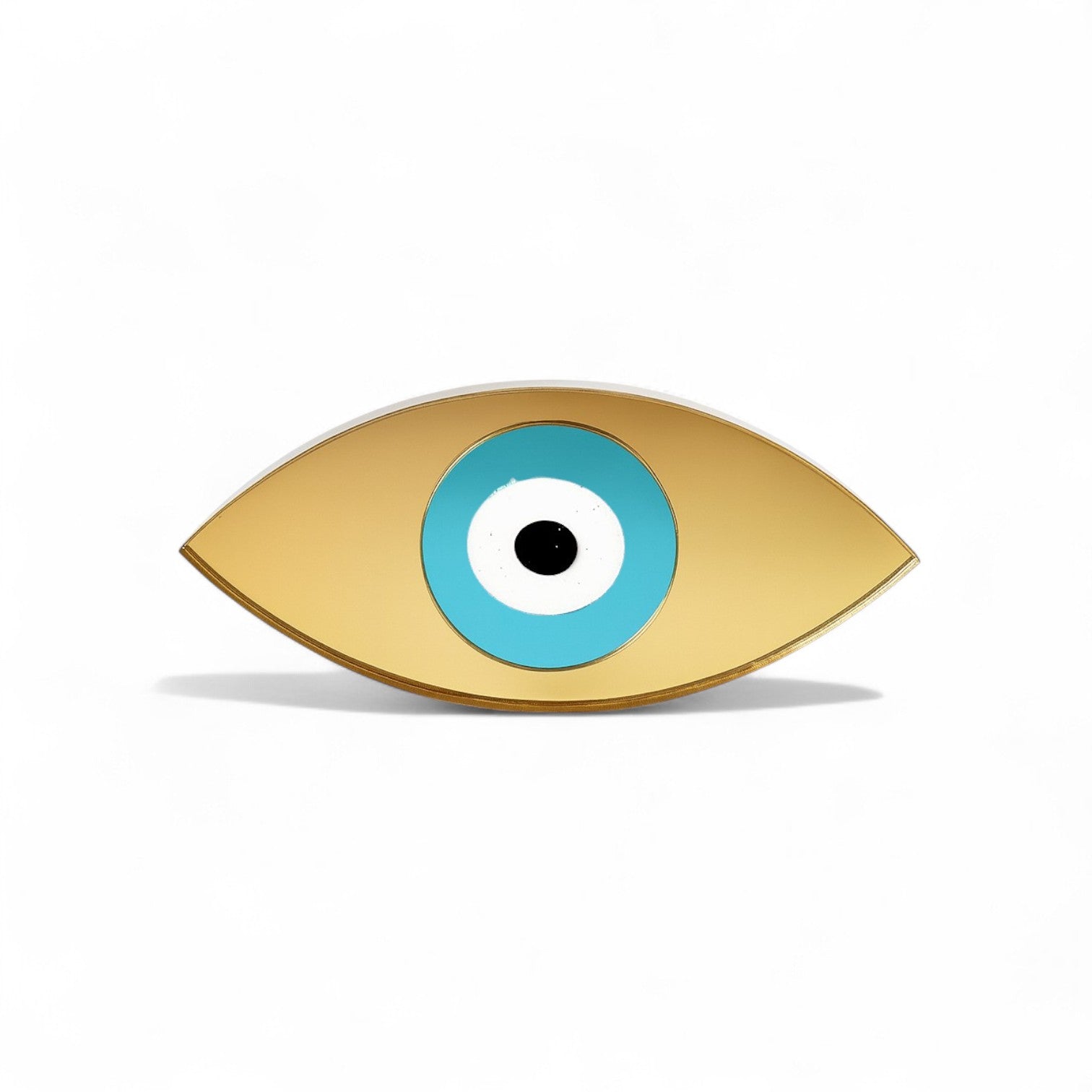 Επιτραπέζιο γούρι οβάλ μάτι από plexiglass χρυσό ή ασημί καθρέφτη με τυρκουάζ μάτι – So Cute by Dimi