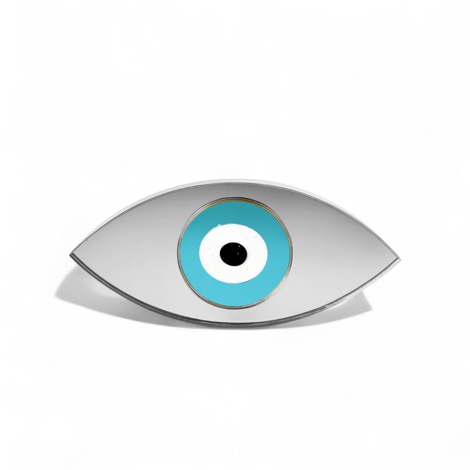 Επιτραπέζιο γούρι οβάλ μάτι από plexiglass χρυσό ή ασημί καθρέφτη με τυρκουάζ μάτι – So Cute by Dimi