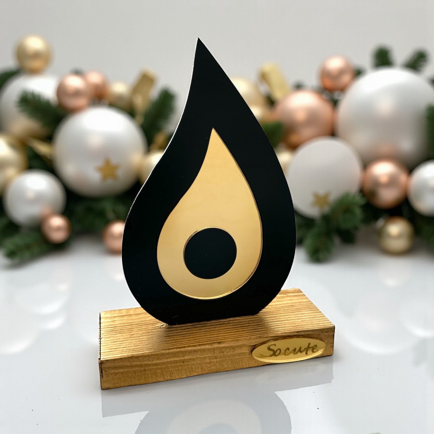 Επιτραπέζιο γούρι μαύρη σταγόνα με μάτι plexiglass χρυσού καθρέφτη – So Cute by Dimi