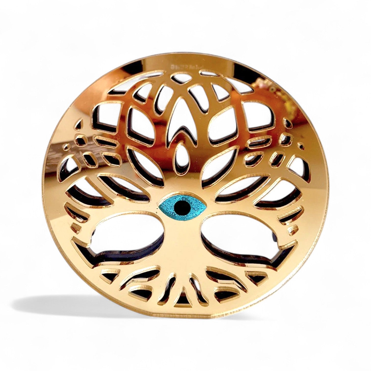 Χειροποίητο επιτραπέζιο γούρι δέντρο ζωής από χρυσό plexiglass με μάτι προστασίας – So Cute by Dimi