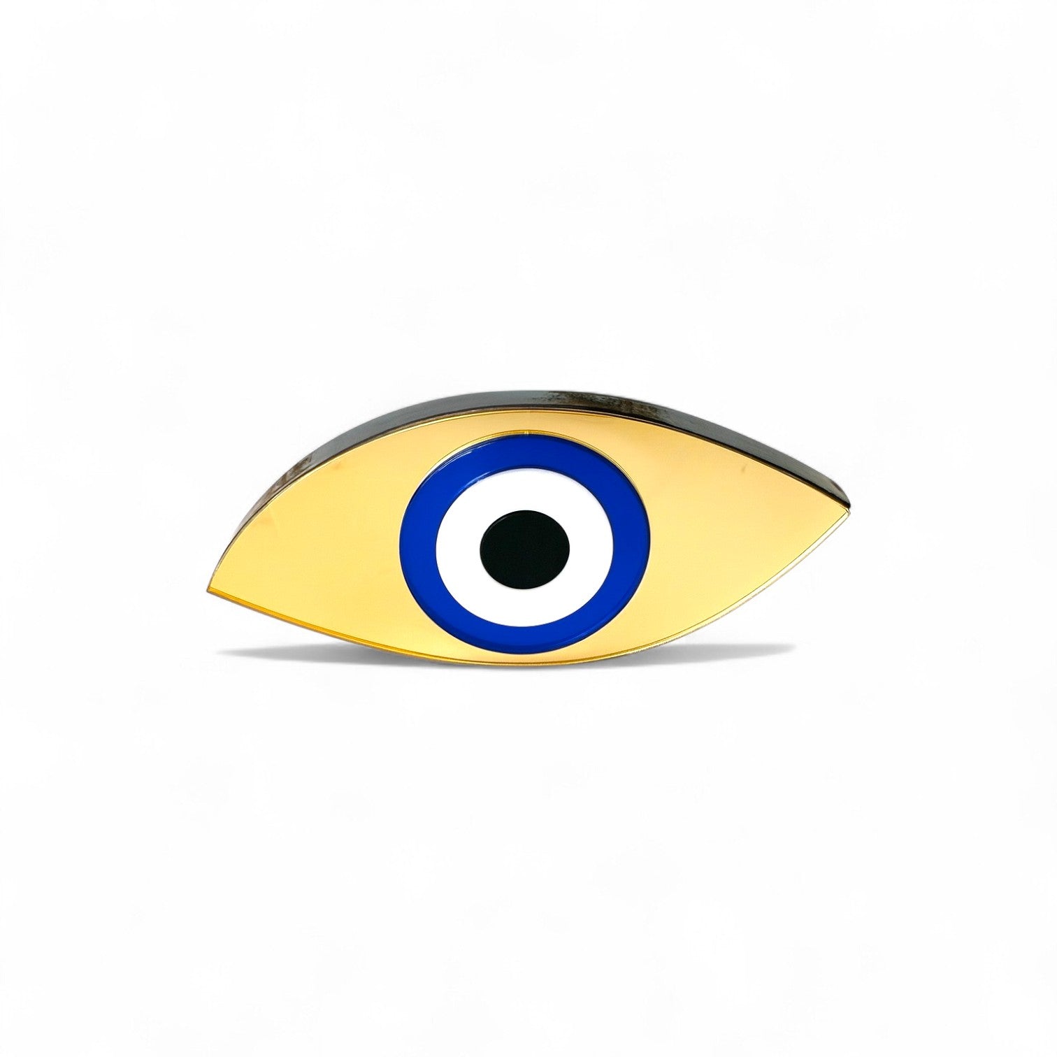 Χειροποίητο γούρι μάτι plexiglass καθρέφτης οβάλ λοξό σχήμα χρυσό και ασημί – So Cute by Dimi