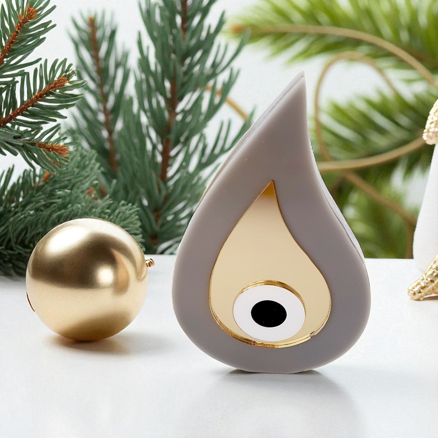 Επιτραπέζιο γούρι σταγόνα plexiglass με μάτι χρυσό καθρέφτη – So Cute by Dimi
