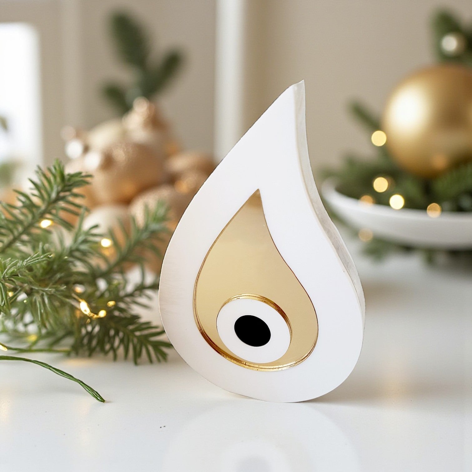 Επιτραπέζιο γούρι σταγόνα plexiglass με μάτι χρυσό καθρέφτη – So Cute by Dimi