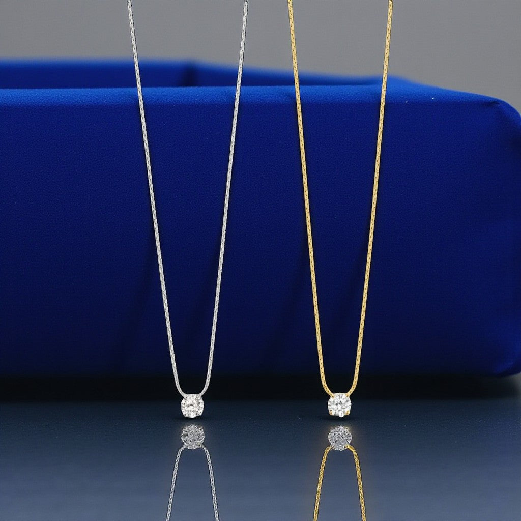 Lumière – Ατσάλινο Κολιέ με Μονό Ζιργκόν - So Cute by Dimi