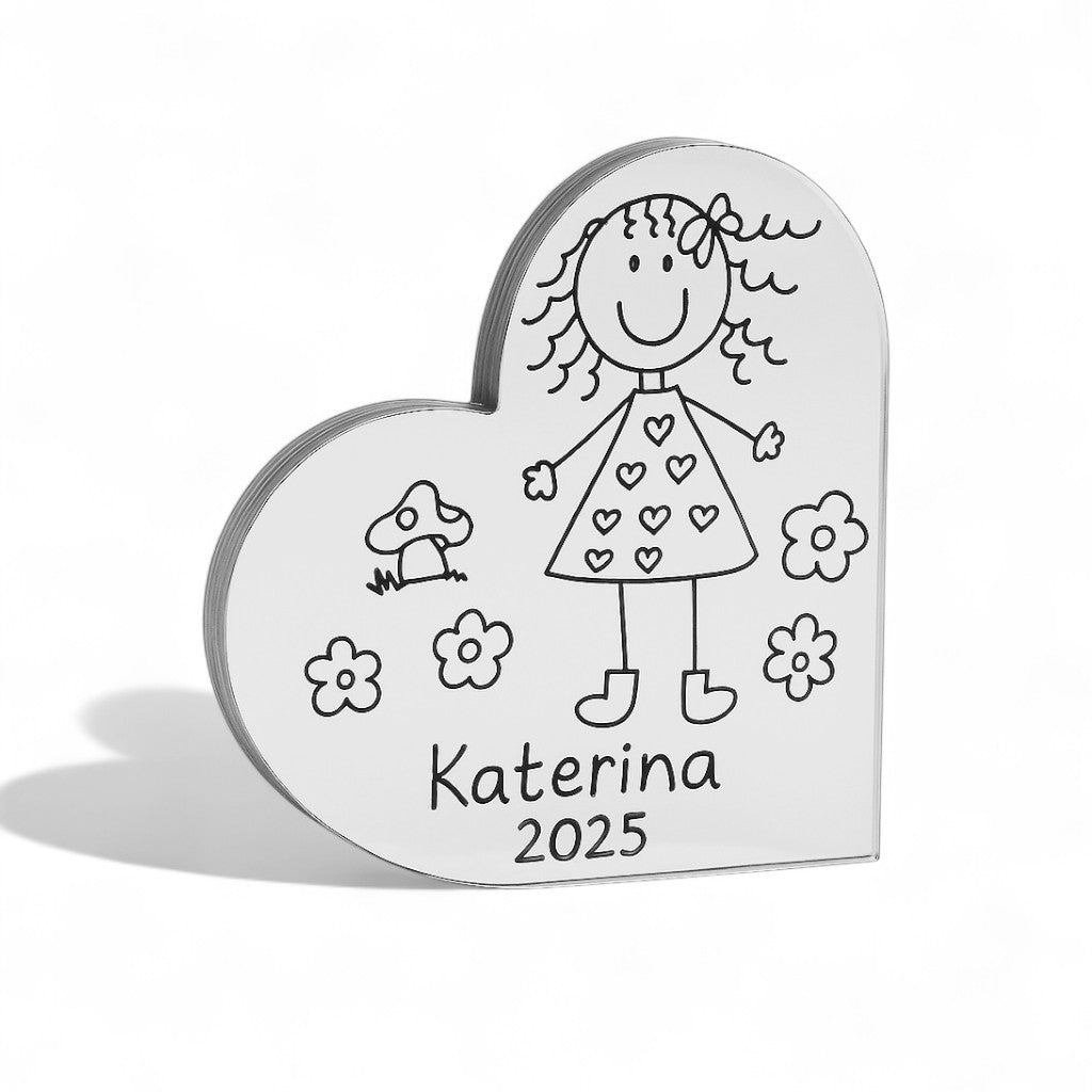 Προσωποποιημένο γούρι με παιδικό σκίτσο σε καρδιά, στρογγυλό ή τετράγωνο – So Cute by Dimi