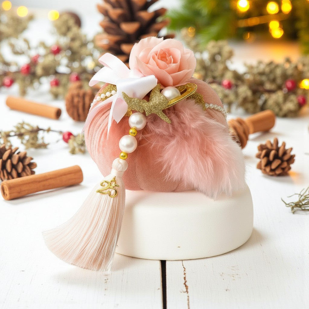 Χειροποίητο γούρι μεγάλη βελούδινη κολοκύθα με πλούσιο στολισμό So Cute by Dimi