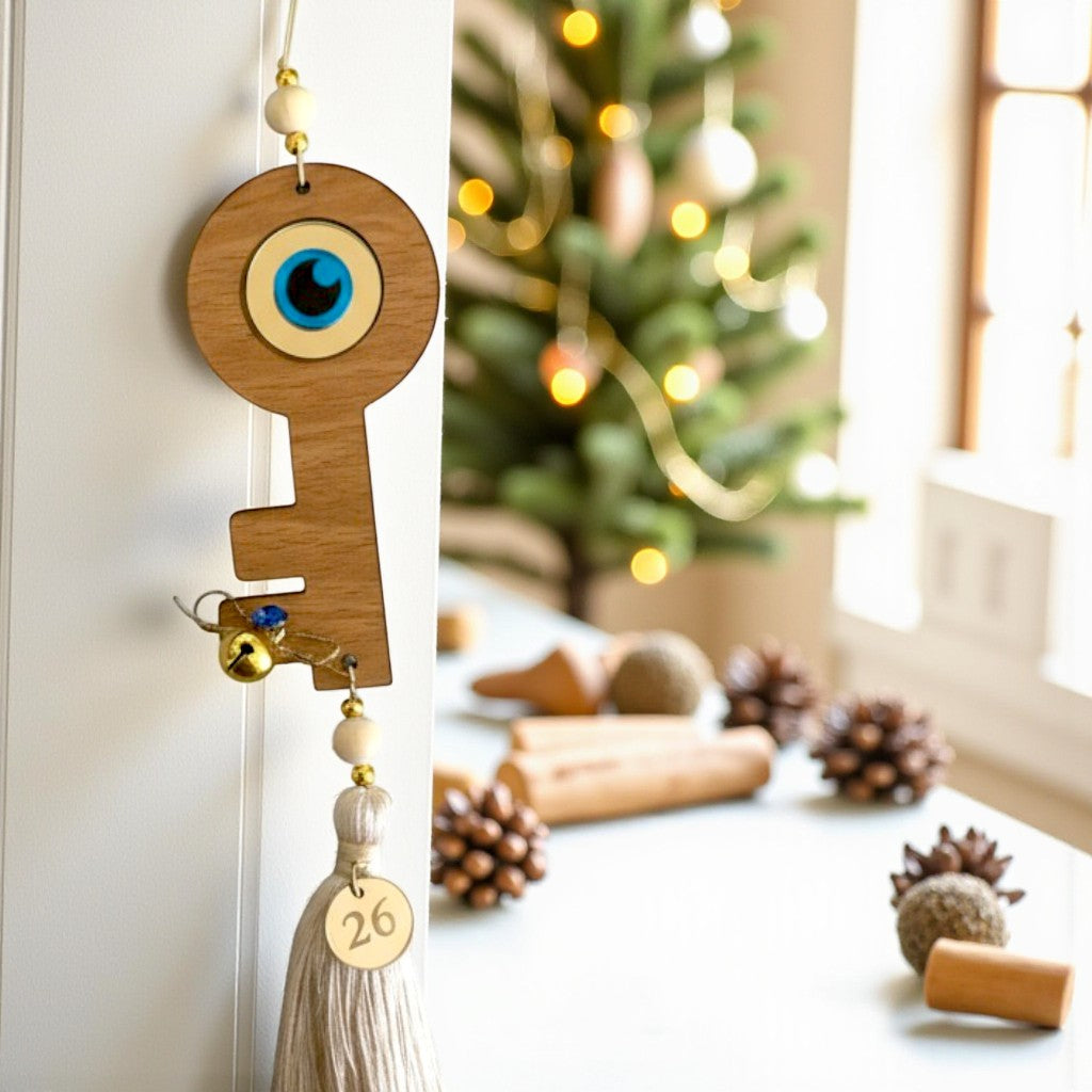 Χειροποίητο κρεμαστό γούρι κλειδί με μάτι και φούντα 2026 So Cute by Dimi