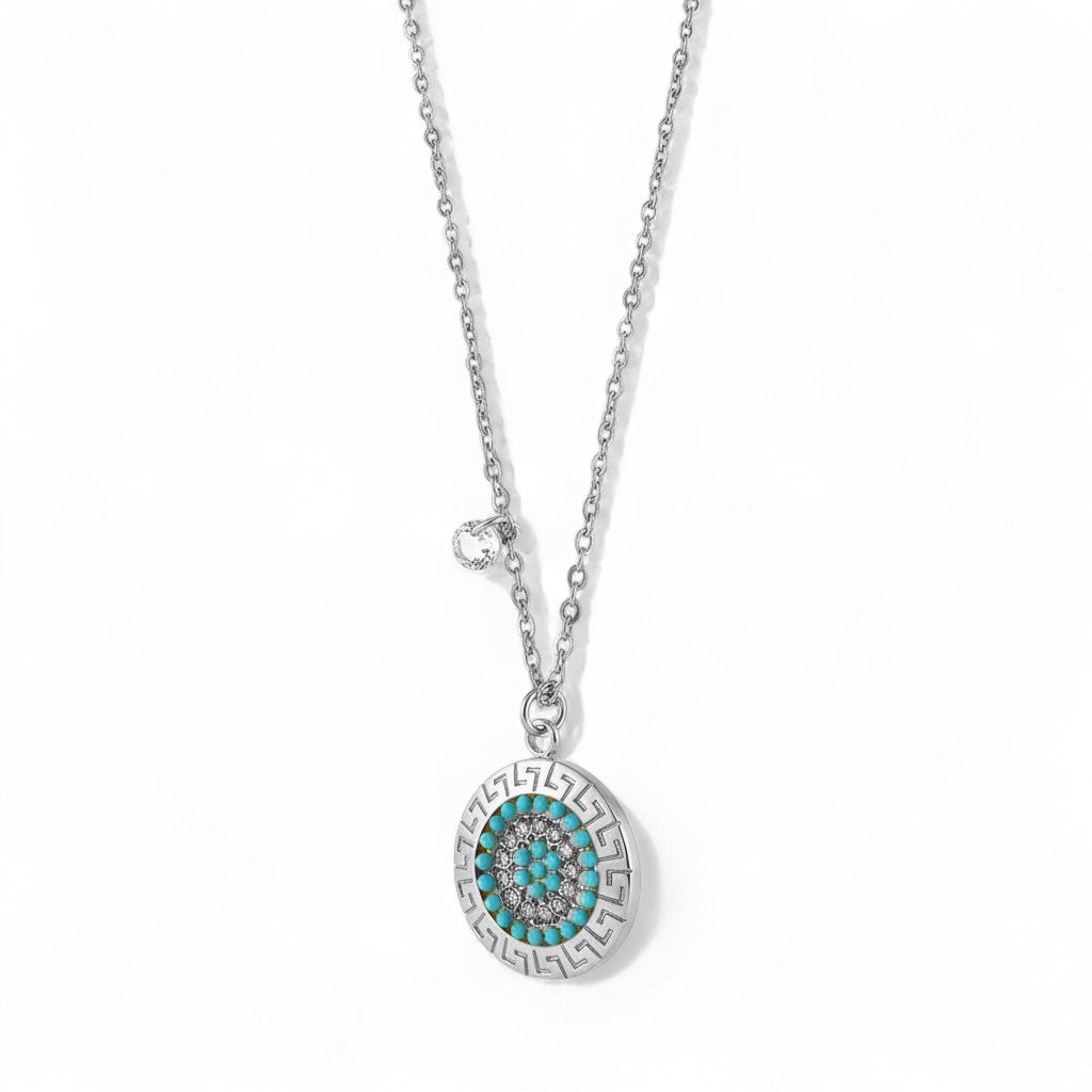 Ατσάλινο κολιέ με μαίανδρο και γαλάζιες ζιρκόν So Cute by Dimi