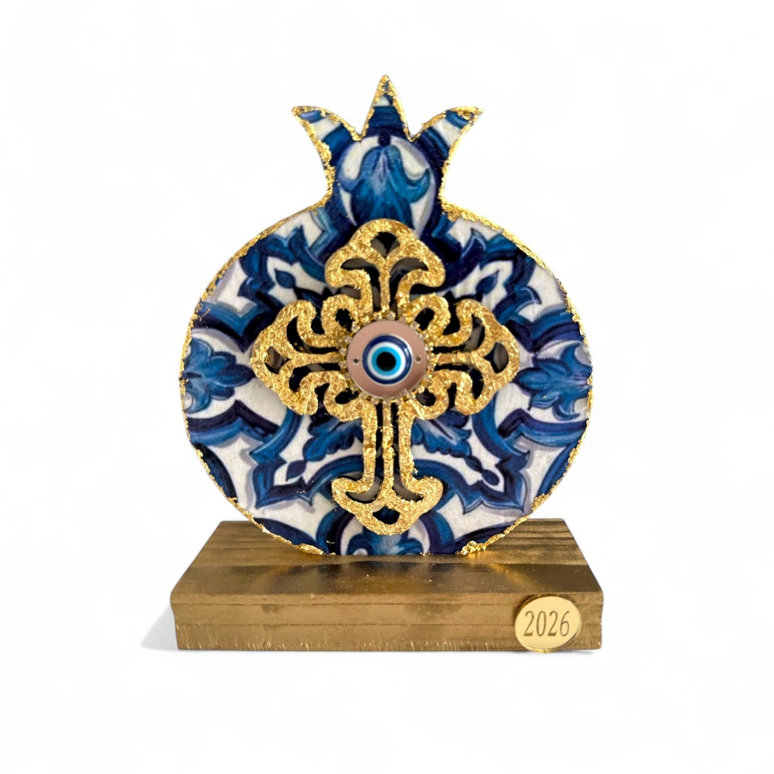 Γούρι 2026 ρόδι Σαντορίνη με σταυρό και μάτι – λιανική So Cute by Dimi