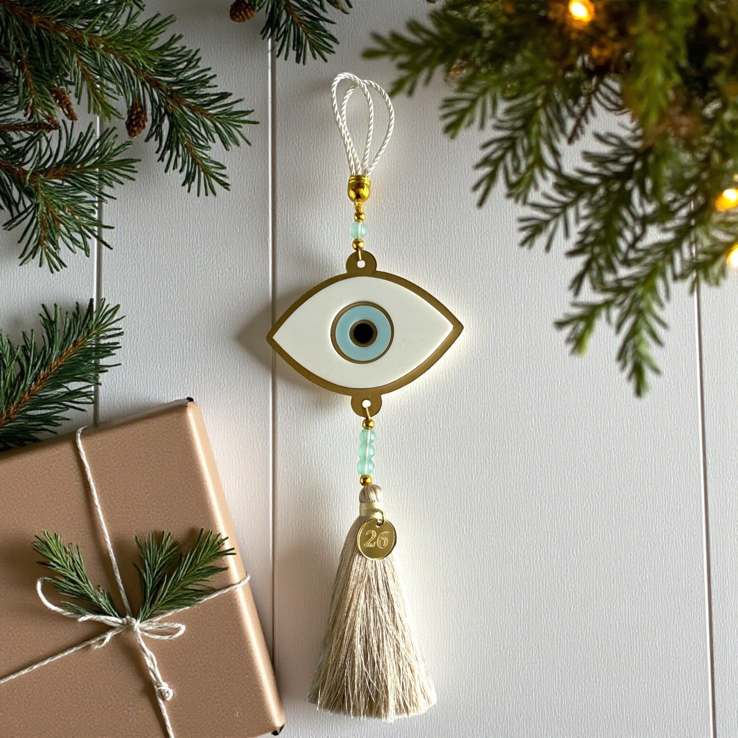 Γούρι 2026 Κρεμαστό Μάτι Οβάλ – Χρυσό Ματ Καθρέφτη & Plexiglass - So Cute by Dimi