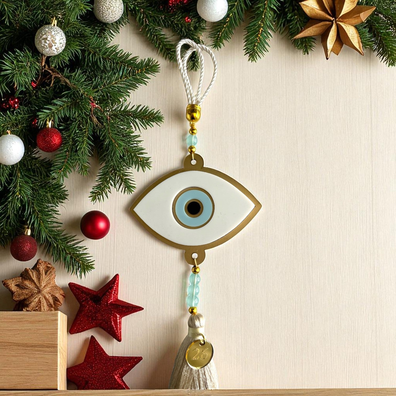 Γούρι 2026 Κρεμαστό Μάτι Οβάλ – Χρυσό Ματ Καθρέφτη & Plexiglass - So Cute by Dimi