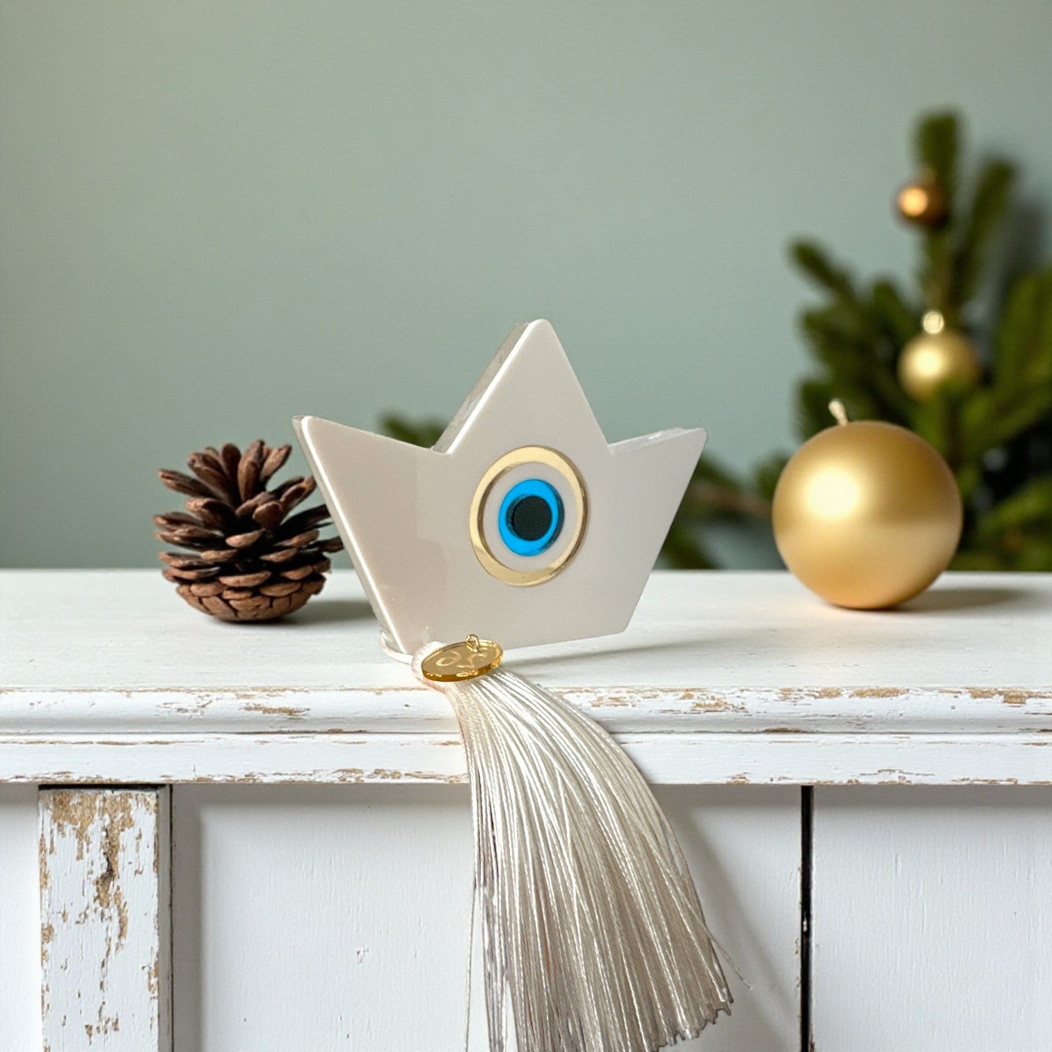 Γούρι επιτραπέζιο καραβάκι με μάτι και φούντα – So Cute by Dimi