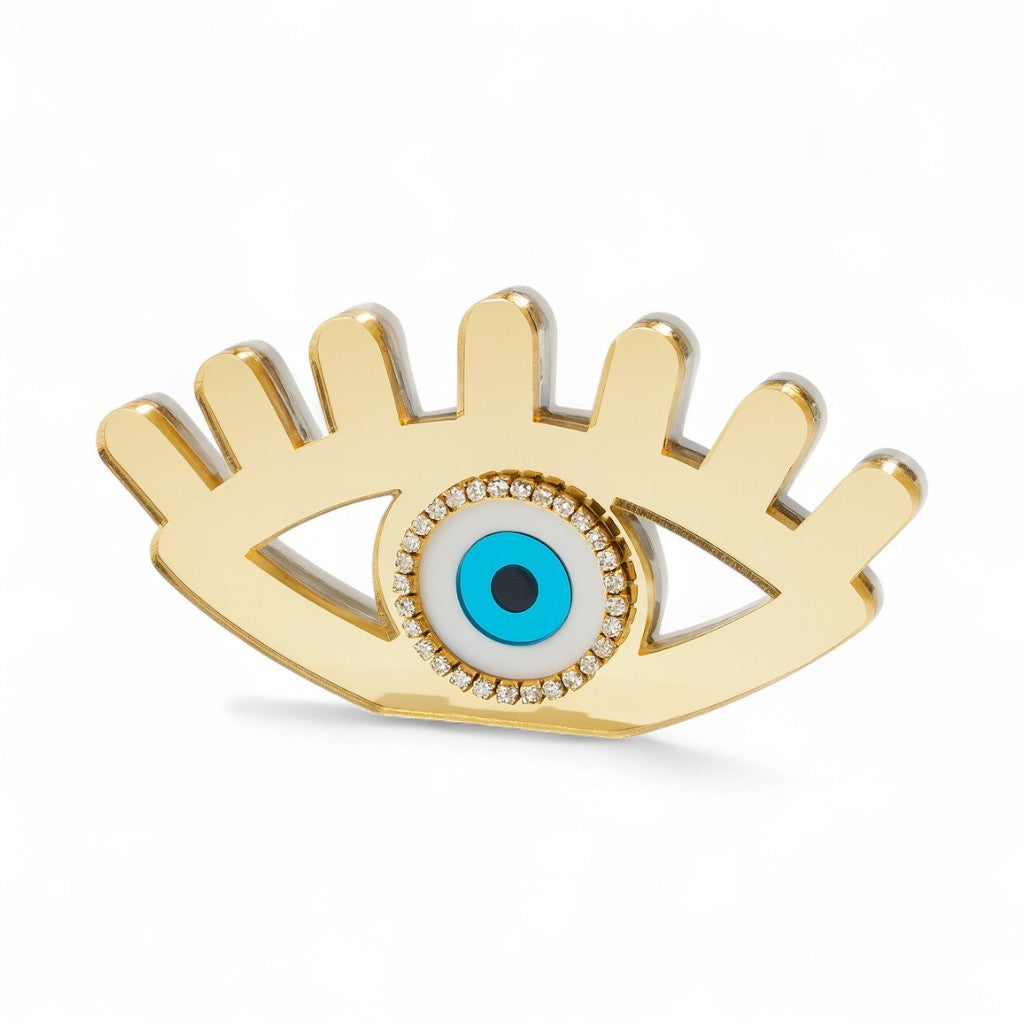 Γούρι επιτραπέζιο μάτι plexiglass καθρέφτης με βλέφαρα και στρας – So Cute by Dimi