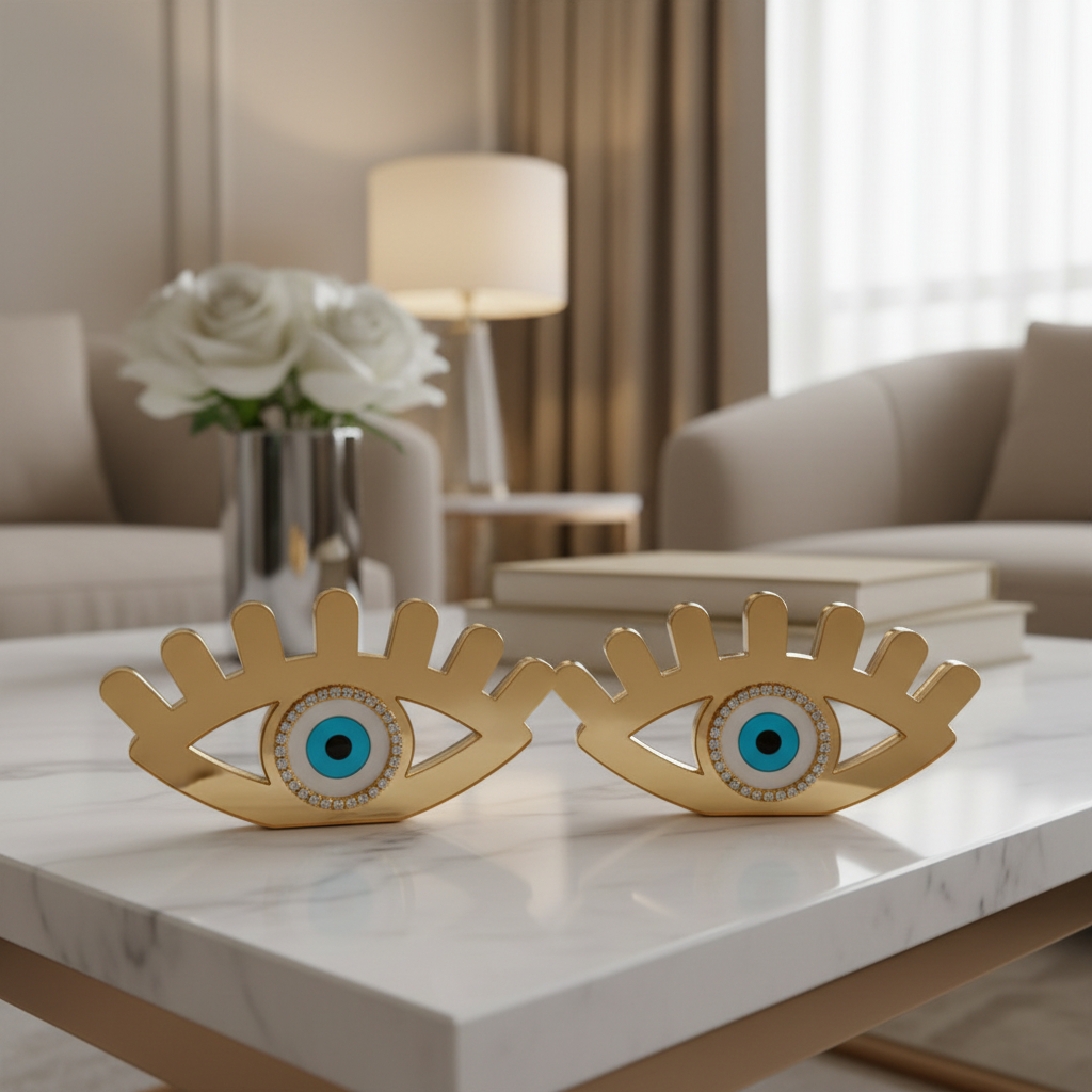 Γούρι επιτραπέζιο μάτι plexiglass καθρέφτης με βλέφαρα και στρας – So Cute by Dimi