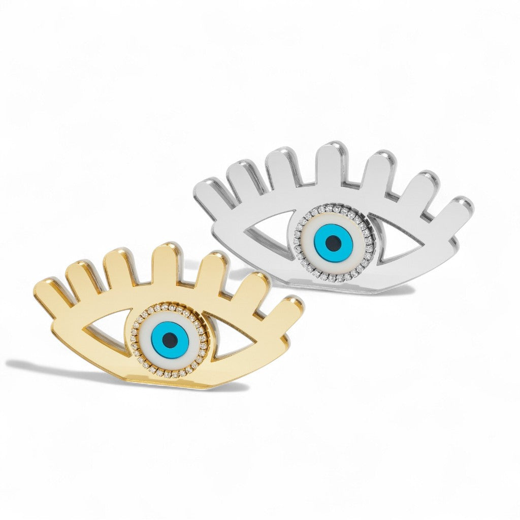 Γούρι επιτραπέζιο μάτι plexiglass καθρέφτης με βλέφαρα και στρας – So Cute by Dimi