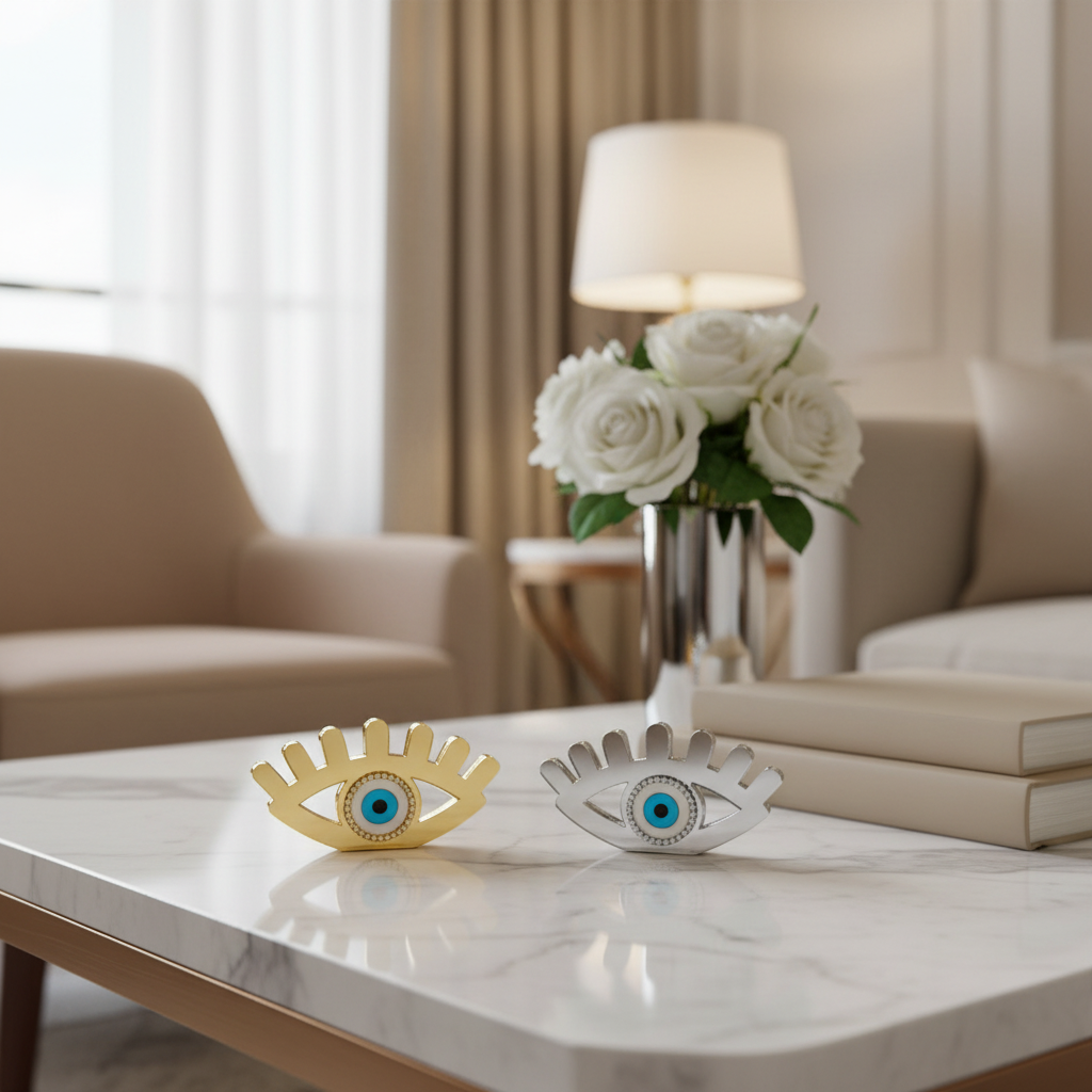 Γούρι επιτραπέζιο μάτι plexiglass καθρέφτης με βλέφαρα και στρας – So Cute by Dimi