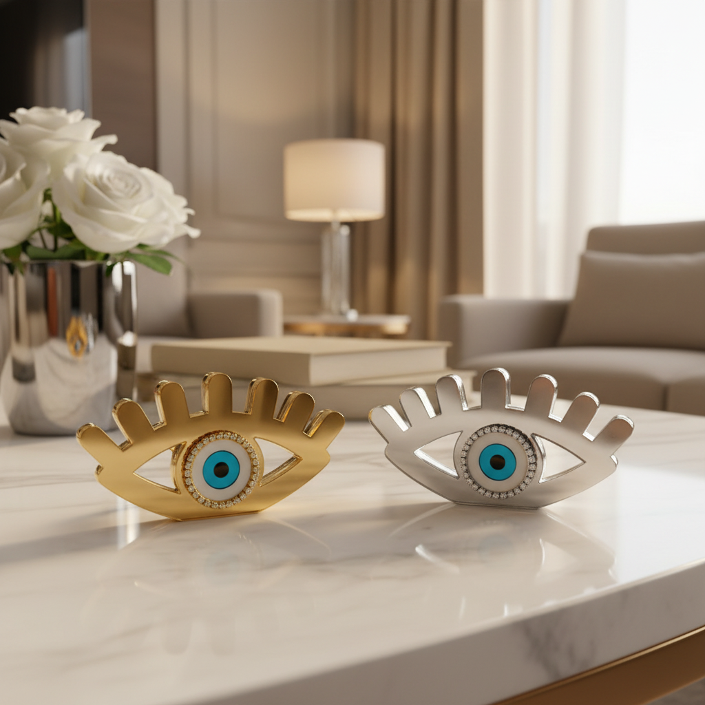 Γούρι επιτραπέζιο μάτι plexiglass καθρέφτης με βλέφαρα και στρας – So Cute by Dimi