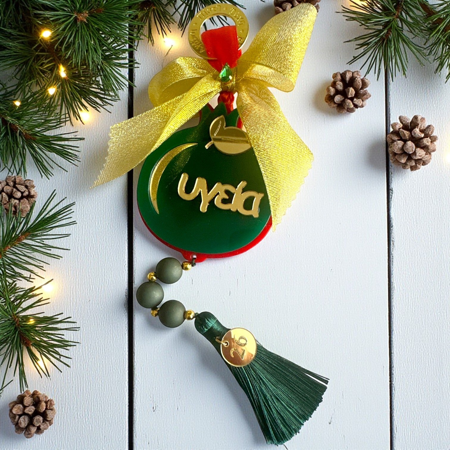 Γούρι 2026 ρόδι plexiglass κρεμαστό με επιγραφή Υγεία και στολισμό – So Cute by Dimi