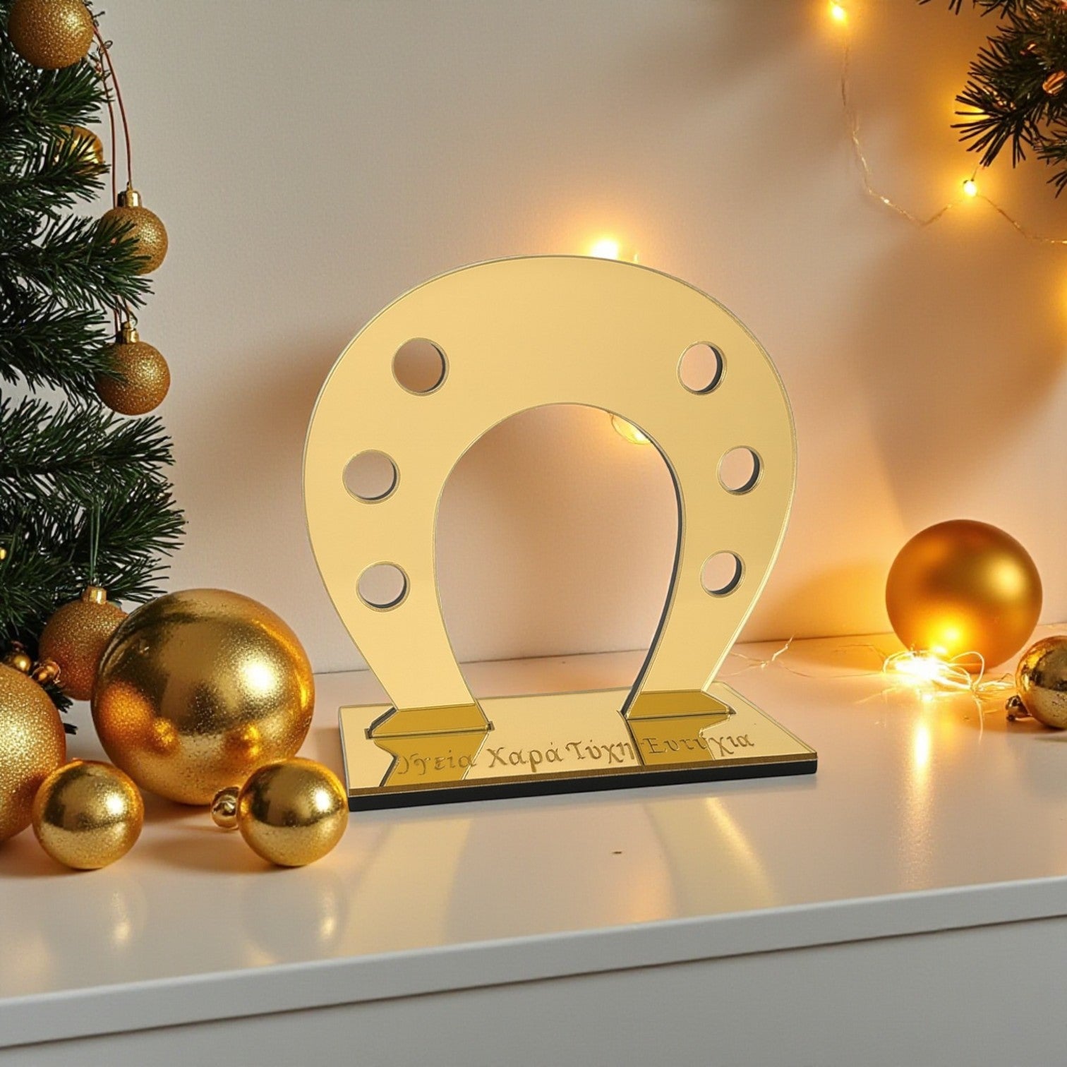 Γούρι πέταλο plexiglass καθρέφτη με βάση και χαραγμένες ευχές – Γούρια 2026 So Cute by Dimi