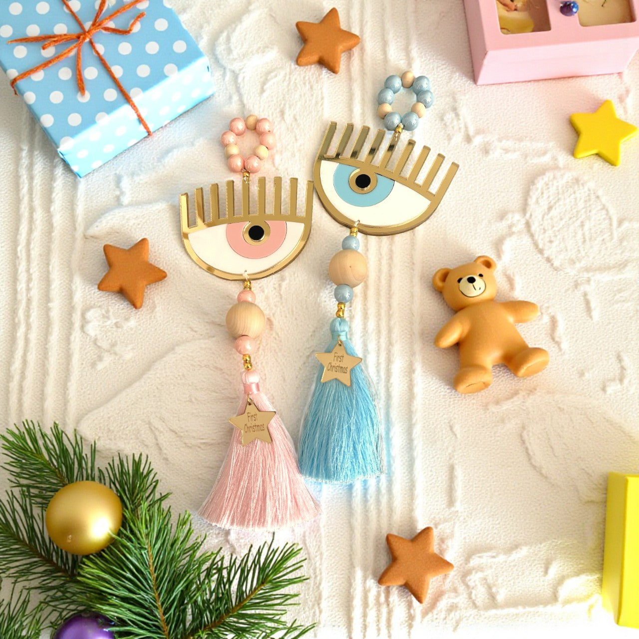 Γούρι First Christmas – Μάτι με Φούντα & Αστεράκι - So Cute by Dimi