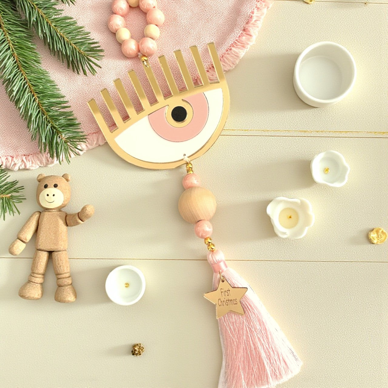 Γούρι First Christmas – Μάτι με Φούντα & Αστεράκι - So Cute by Dimi