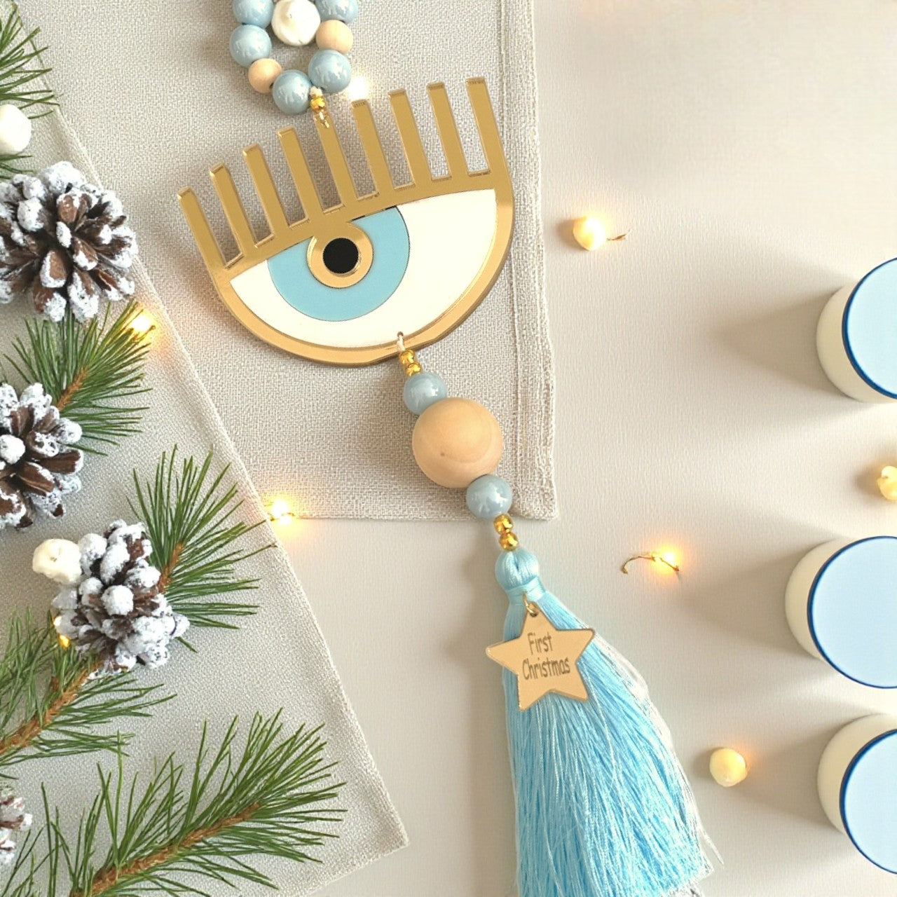 Γούρι First Christmas – Μάτι με Φούντα & Αστεράκι - So Cute by Dimi