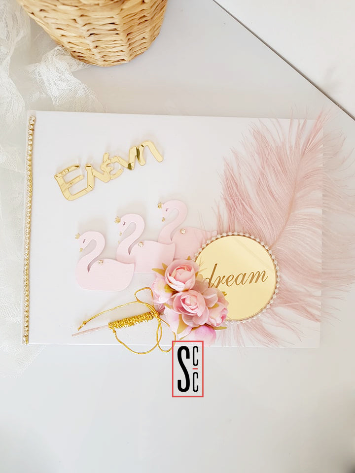 Βιβλίο ευχών Κύκνοι, με όνομα - So Cute by Dimi