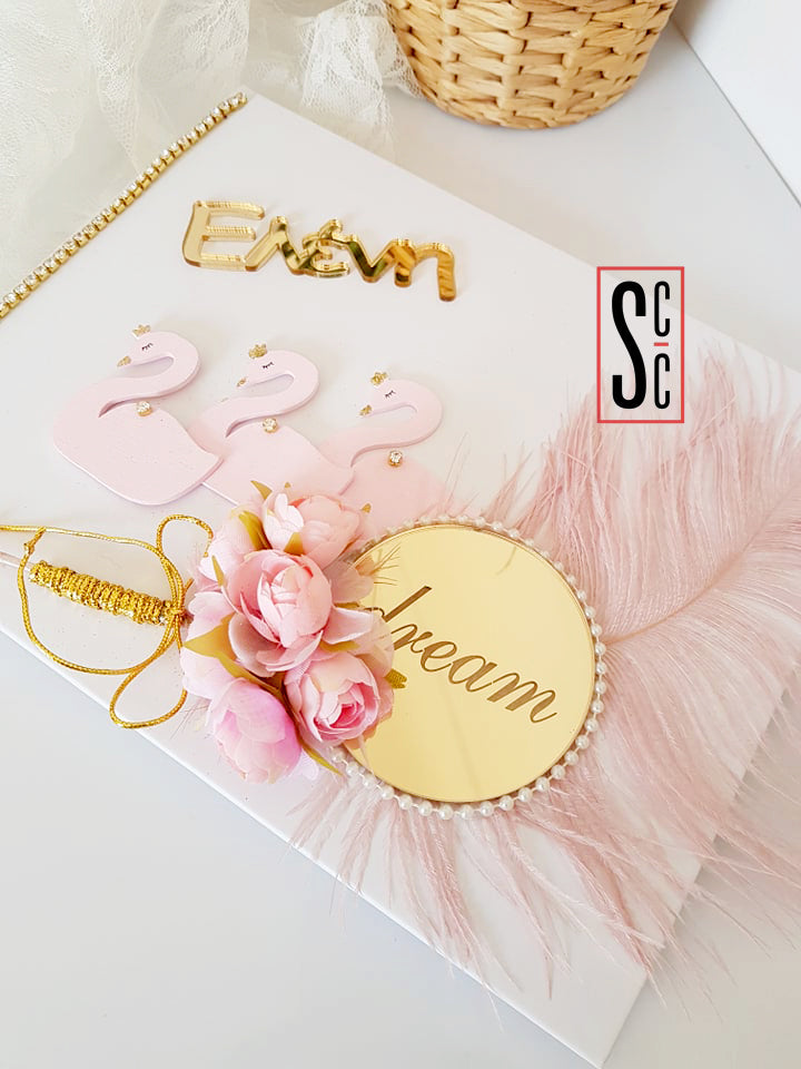 Βιβλίο ευχών Κύκνοι, με όνομα - So Cute by Dimi