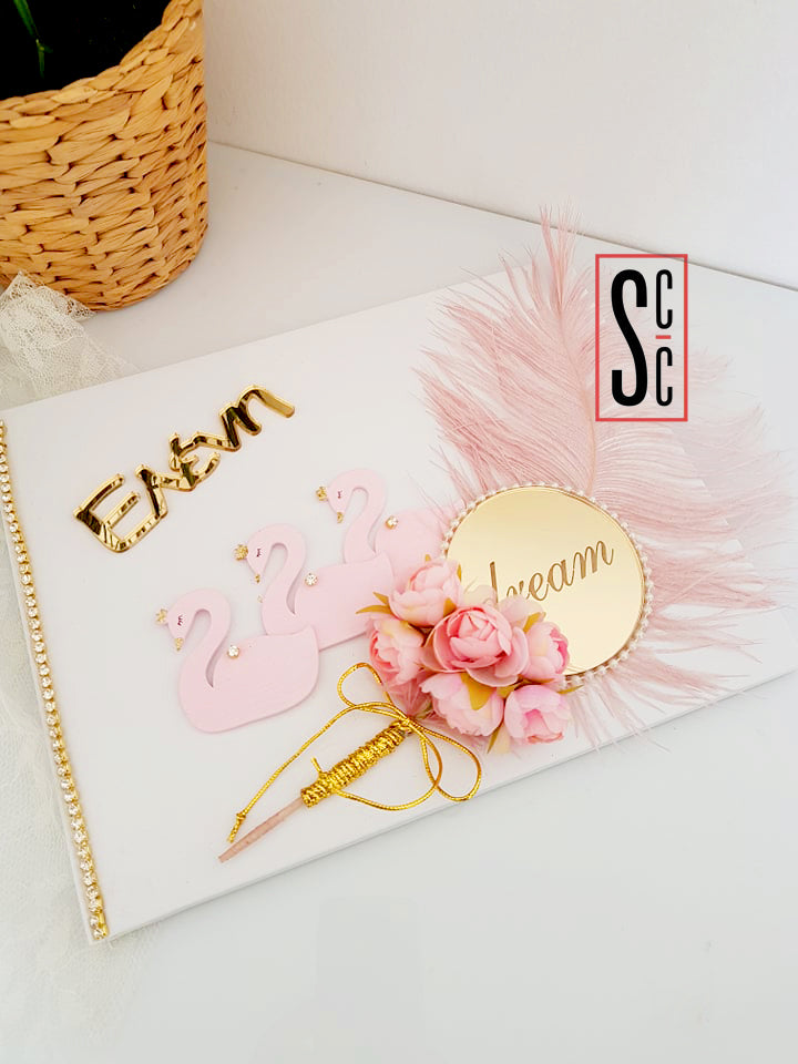 Βιβλίο ευχών Κύκνοι, με όνομα - So Cute by Dimi