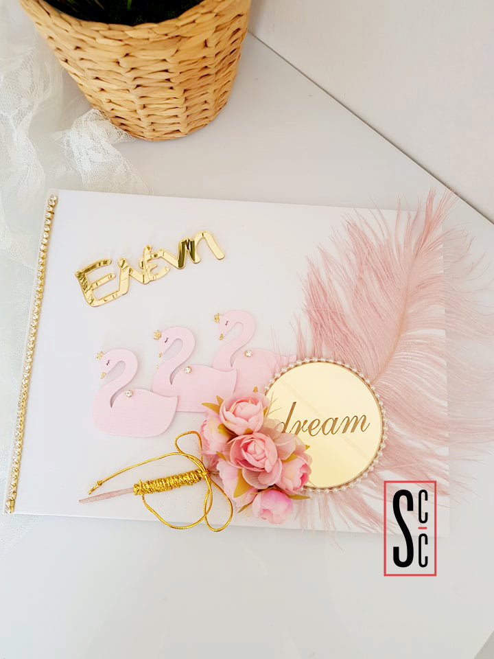 Βιβλίο ευχών Κύκνοι, με όνομα - So Cute by Dimi