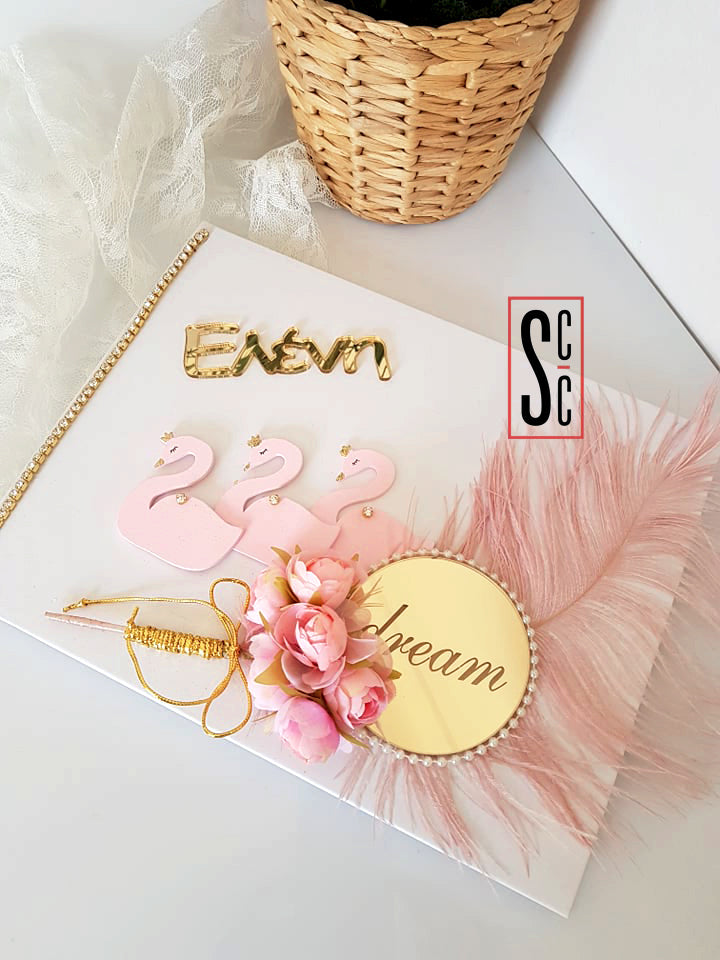 Βιβλίο ευχών Κύκνοι, με όνομα - So Cute by Dimi