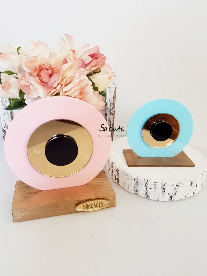 Γούρι πλεξιγκλάς μεσαίο στρογγυλό μάτι σε βάση - So Cute by Dimi