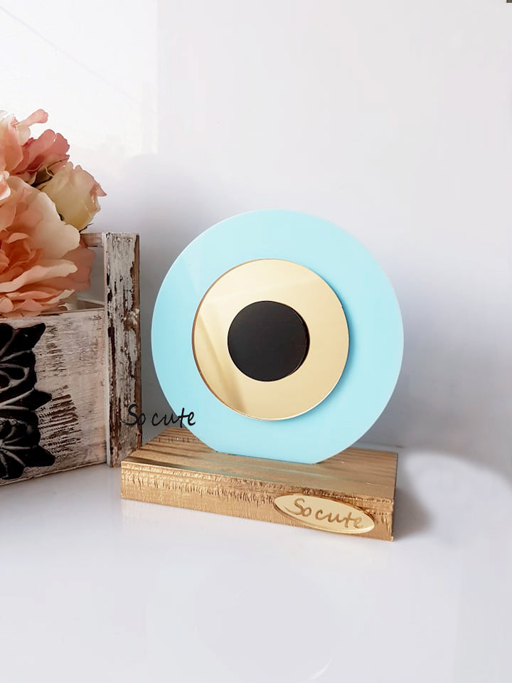 Γούρι πλεξιγκλάς στρογγυλό μάτι σε βάση - So Cute by Dimi