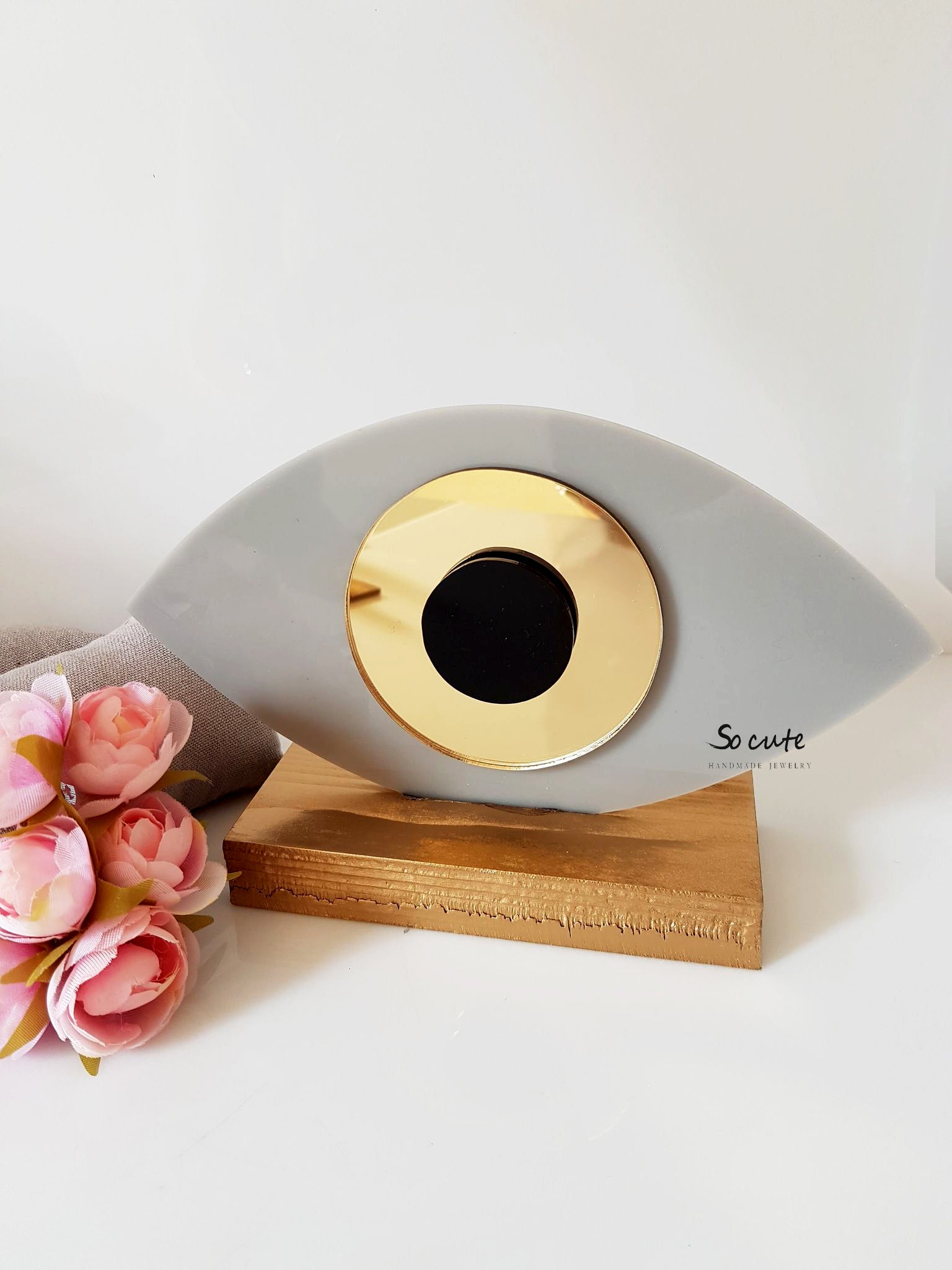 Γούρι οβάλ μάτι σε βάση - So Cute by Dimi